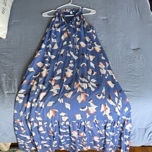 Nine West Blue and Cream Halter Dress